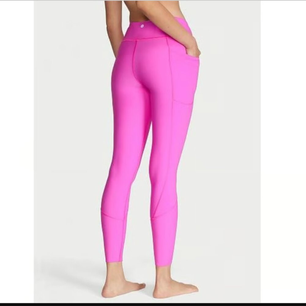 Victoria’s Secret Total Knockout Mid-Rise Leggings Pink Berry Size Small Gym - Picture 2 of 9